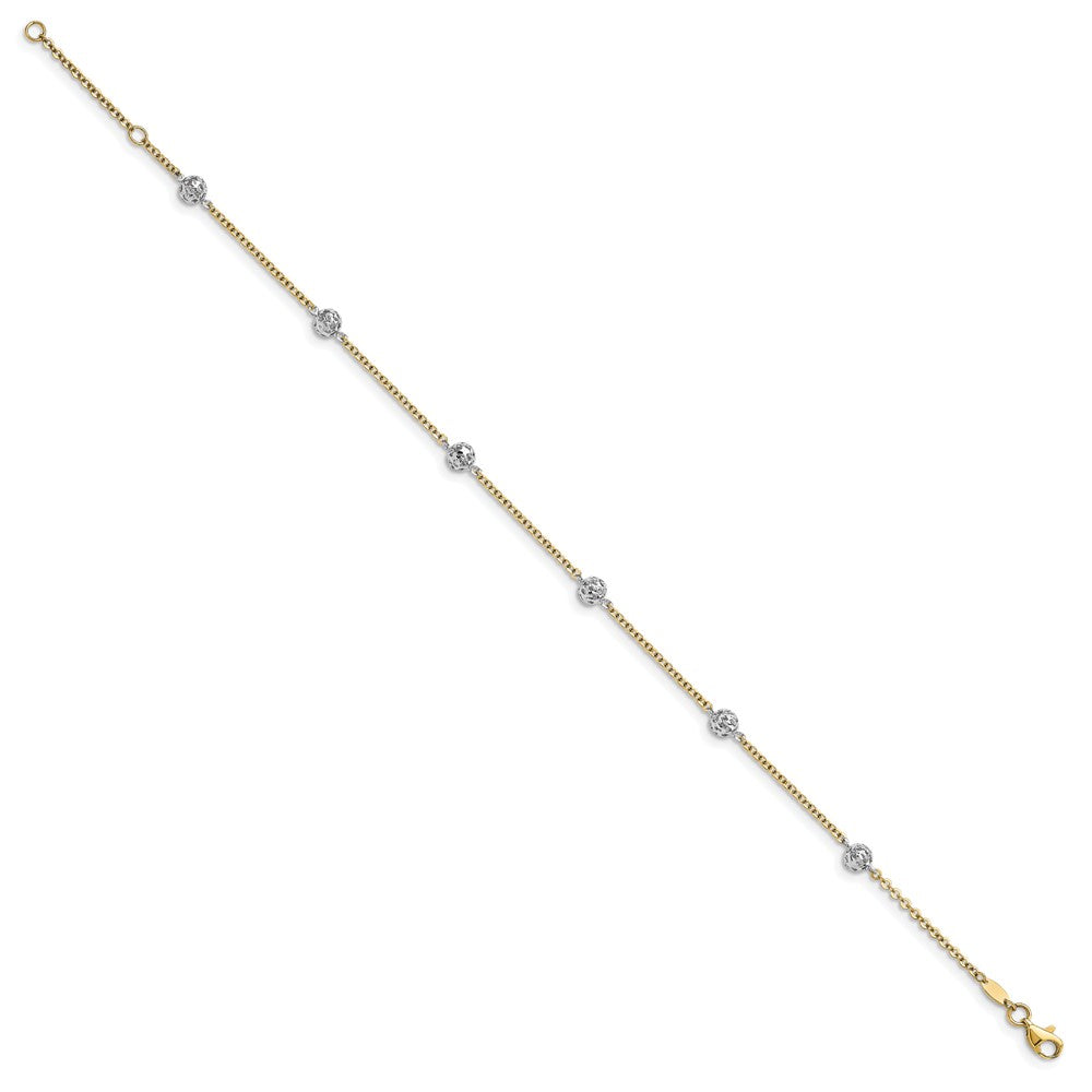 14K Two-Tone Gold Two-tone Polished and Diamond-cut Anklet