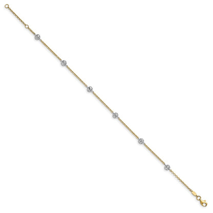 14K Two-Tone Gold Two-tone Polished and Diamond-cut Anklet