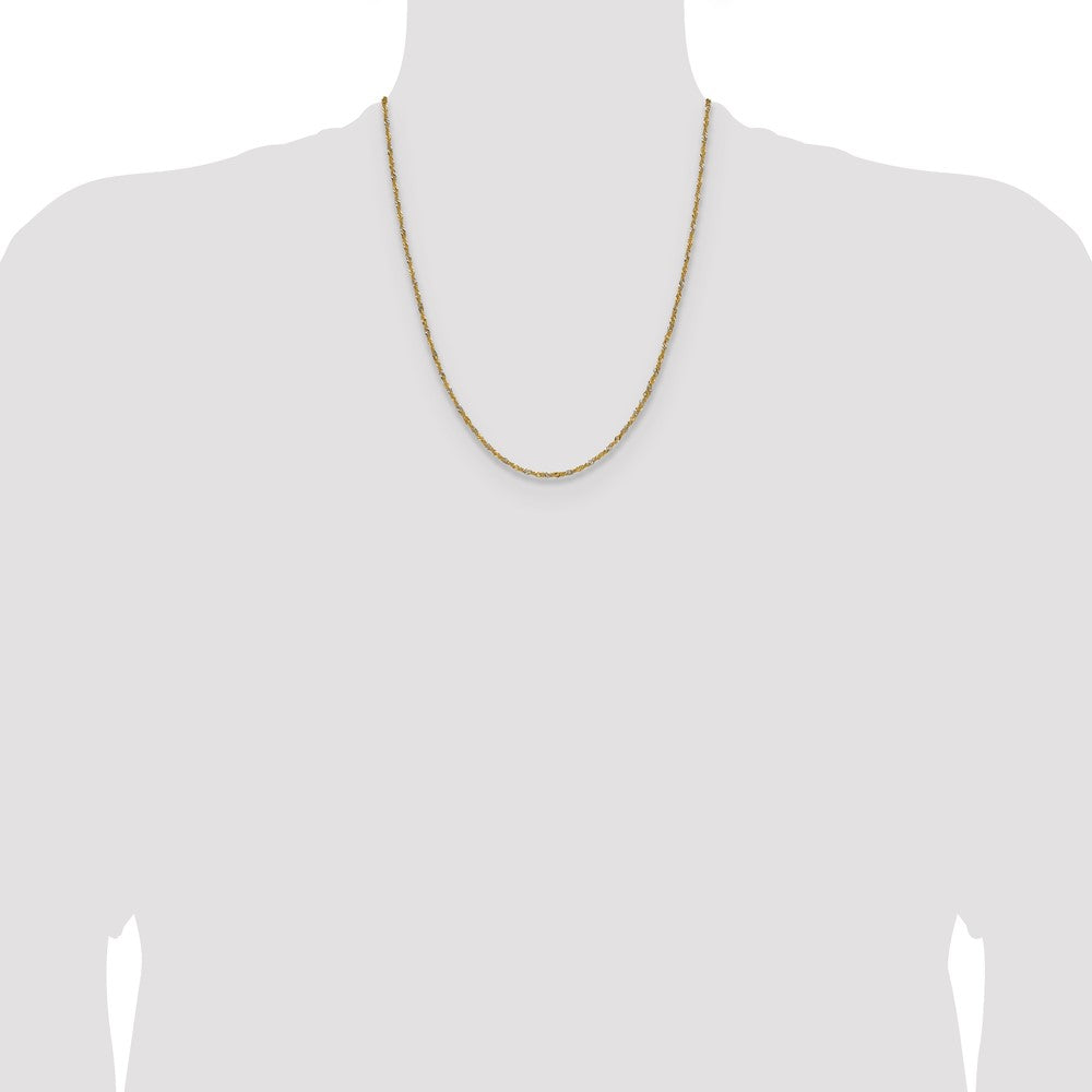 14K Yellow Gold with Rhodium 1.65mm Singapore 22 Inch Chain