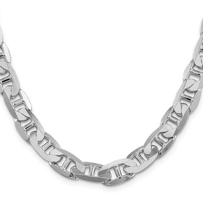 Sterling Silver Rhodium-plated 9.5mm Flat Anchor 20 Inch Chain