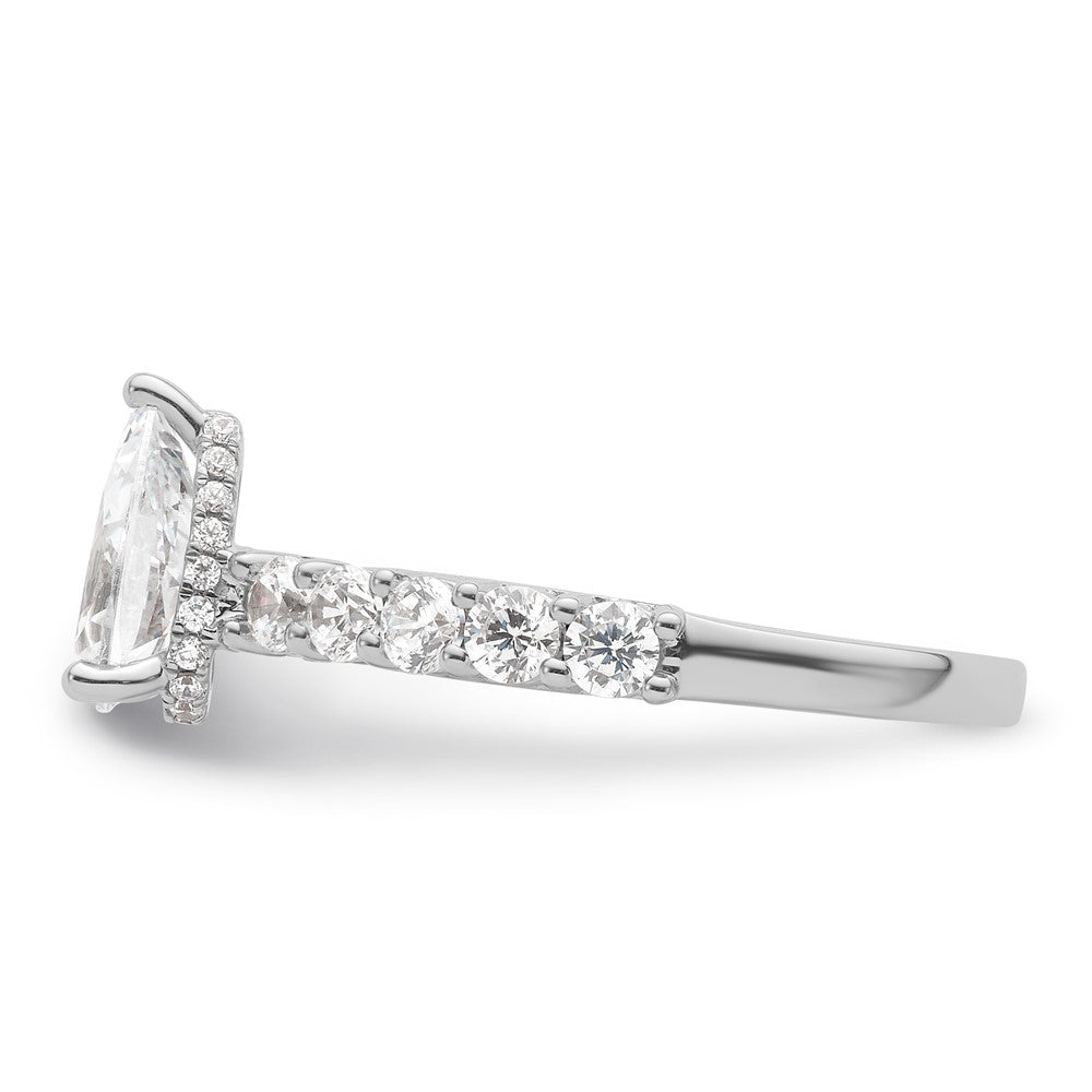 14K White Gold 1 carat Lab Grown Diamond VS/SI+ G+ 1 carat Pear Center Semi Mount Engagement Ring