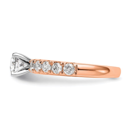 True Origin 14K Rose Gold 3/4 carat Lab Grown Diamond VS+ F+ Semi-Mount Peg Set Engagement Ring