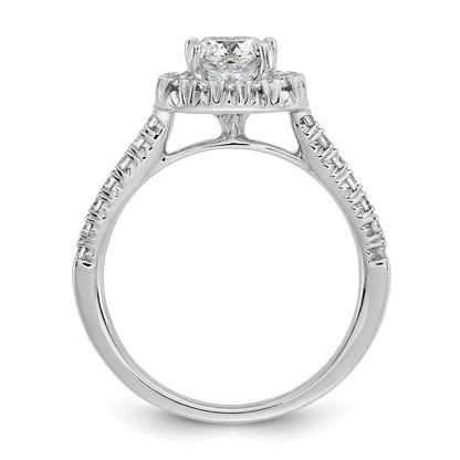 True Origin 14K White Gold 3/8 carat Lab Grown Diamond VS+ F+ Semi-Mount Cushion Halo Engagement Ring