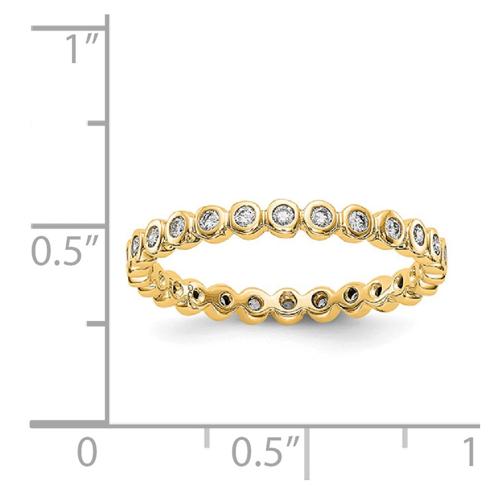 14K Yellow Gold Polished 1/3ct Bezel Set Diamond Eternity Wedding Band Ring