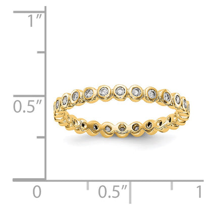 14K Yellow Gold Polished 1/3ct Bezel Set Diamond Eternity Wedding Band Ring