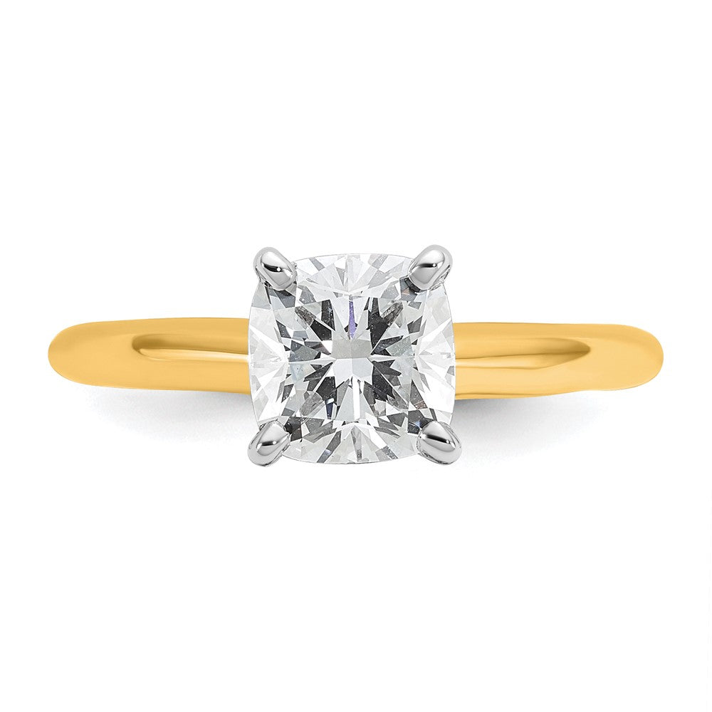 14K Two-Tone Gold Two-tone 1 1/2 carat Certified Lab Grown Diamond VS+ F+ Cushion Complete Solitaire Engagement Ring
