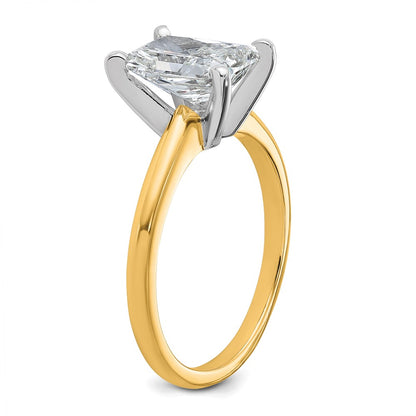 14K Two-Tone Gold Two-tone 2 carat Lab Grown Diamond VS+ F+ Radiant Solitaire Complete Engagement Ring