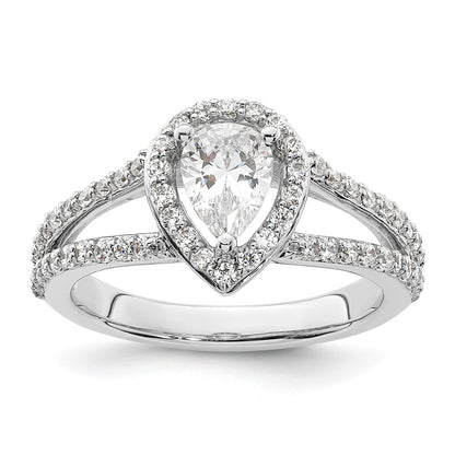 14K White Gold Halo Plus (Holds 3/4 carat (7x5mm) Pear Center) 5/8 carat Diamond Semi-Mount Engagement Ring