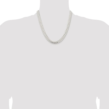 Sterling Silver Rhodium-plated 9mm Polished Domed Curb 20 Inch Chain