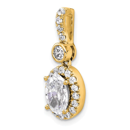 14K Yellow Gold 2 carat Lab Grown Diamond VS/SI+ G+ Oval Complete Halo Pendant