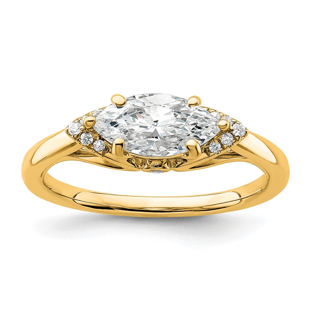 14K Yellow Gold 1/20 carat Lab Grown Diamond VS/SI+ G+ 1 carat Center East-West Marquise Semi Mount Engagement Ring