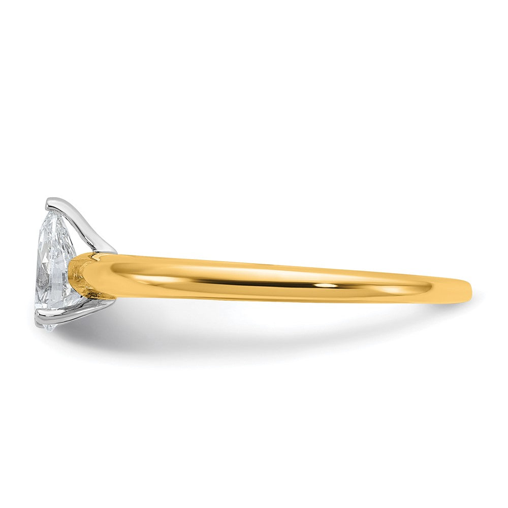 14K Two-Tone Gold Two-tone 1/2 carat Lab Grown Diamond VS+ F+ Pear Solitaire Complete Engagement Ring