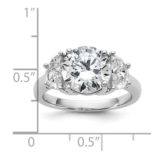 14K White Gold 4 carat Certified Lab Grown Diamond VS/SI+ G+ Round Complete Three Stone Engagement Ring