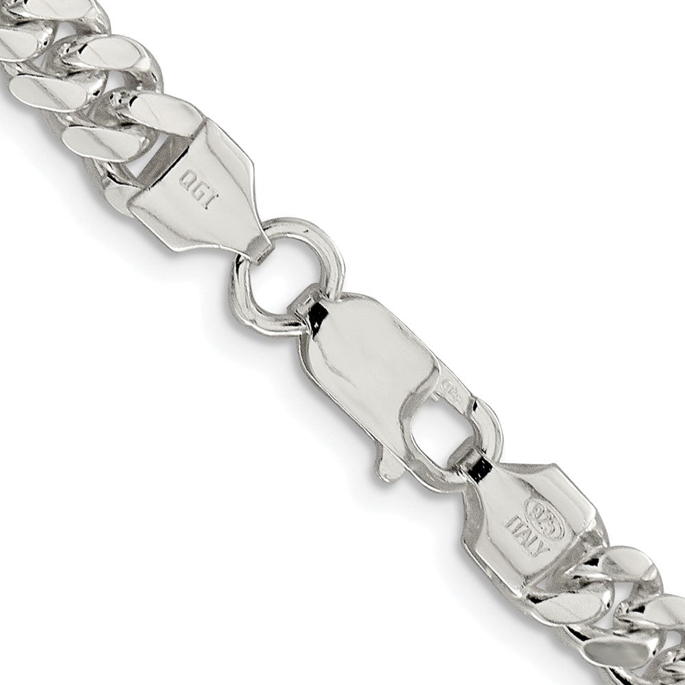 Sterling Silver Rhodium-plated 6.4mm Polished Domed Curb 24 Inch Chain