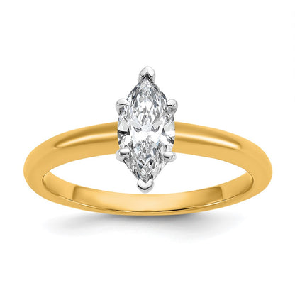 14K Two-Tone Gold Two-tone 3/4 carat Lab Grown Diamond VS+ F+ Marquise Solitaire Complete Engagement Ring