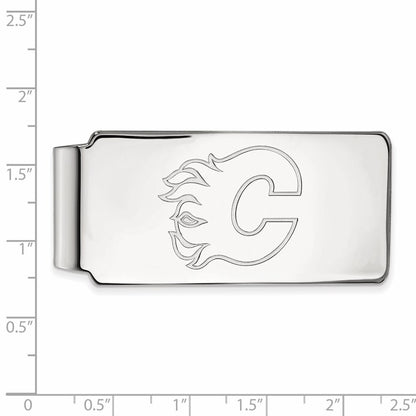 10K White Gold NHL LogoArt Calgary Flames Money Clip