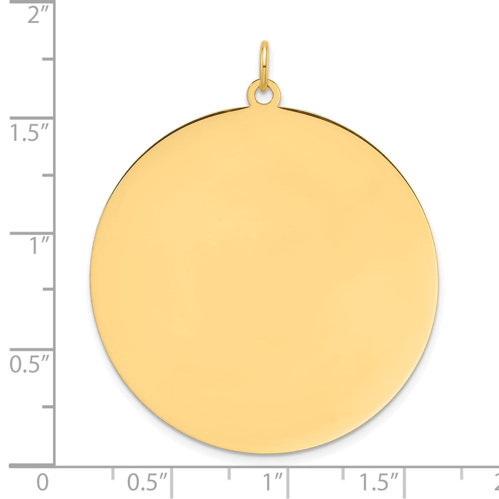 14K Yellow Gold Plain .018 Gauge Round Engravable 38.3mm Disc Charm