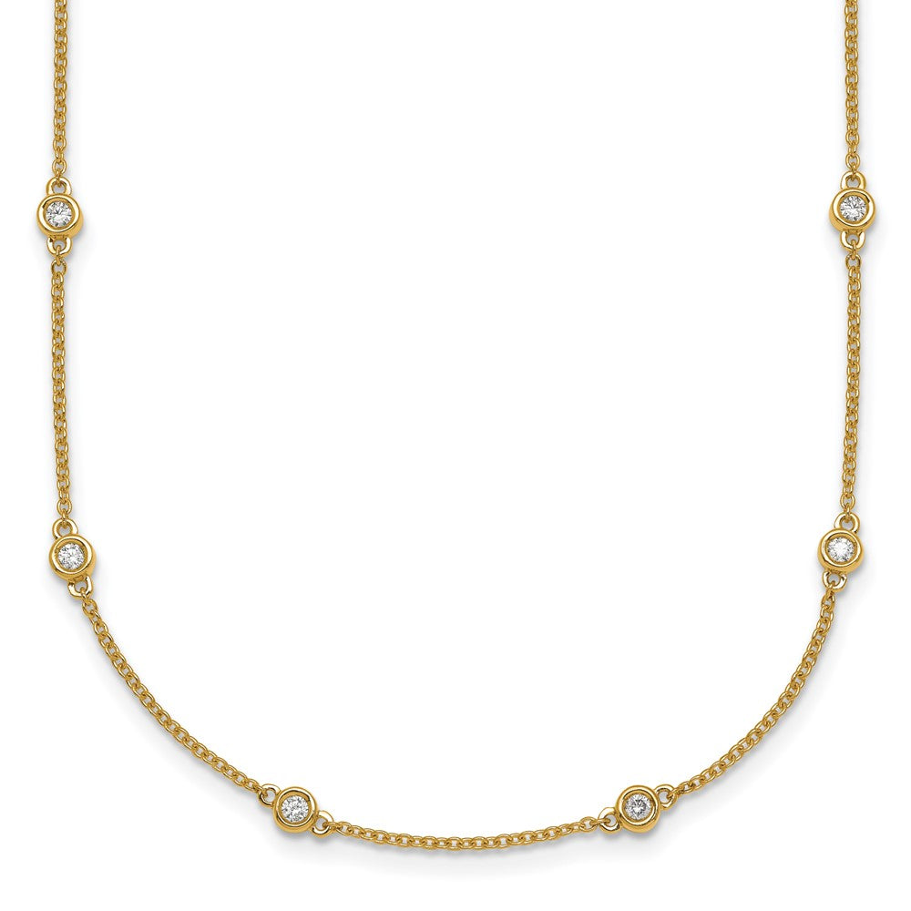 14K Yellow Gold Complete 1/2 carat Bezel-set Diamond and Cable Chain 20-Station 20 Inch Necklace