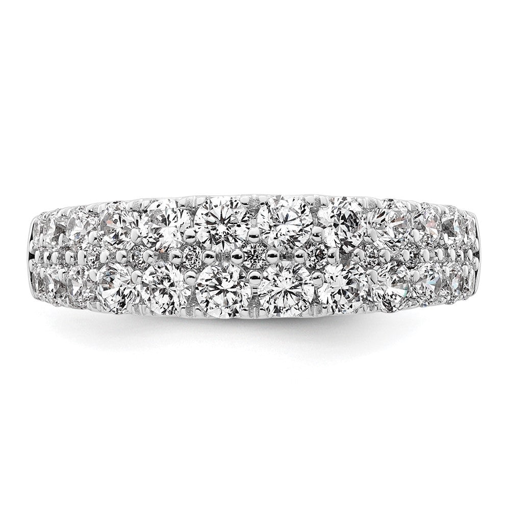 True Origin 14K White Gold 1 1/4 carat Lab Grown Diamond VS+ F+ Double Row Complete Wedding Band Ring