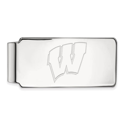 10K White Gold LogoArt University of Wisconsin Letter W Money Clip