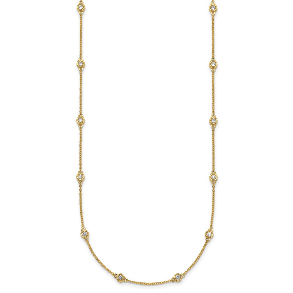 14K Yellow Gold Complete 3/4 carat Bezel-set Diamond and Cable Chain 20-Station 20 Inch Necklace