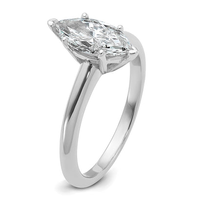 14K White Gold 1 carat Lab Grown Diamond VS+ F+ Marquise Solitaire Complete Engagement Ring