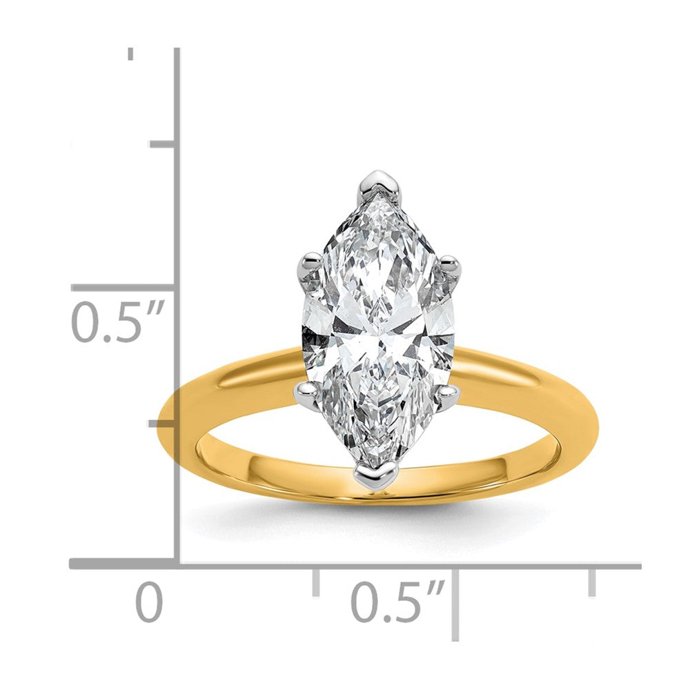 14K Two-Tone Gold Two-tone 2 1/2 carat Lab Grown Diamond VS+ F+ Marquise Solitaire Complete Engagement Ring