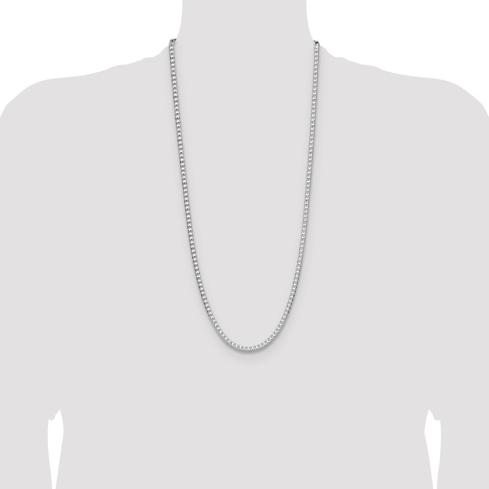Sterling Silver 4.7mm D/C Square Franco 30 Inch Chain