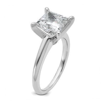 14K White Gold 3 carat Lab Grown Diamond VS+ F+ Princess Complete Solitaire Engagement Ring