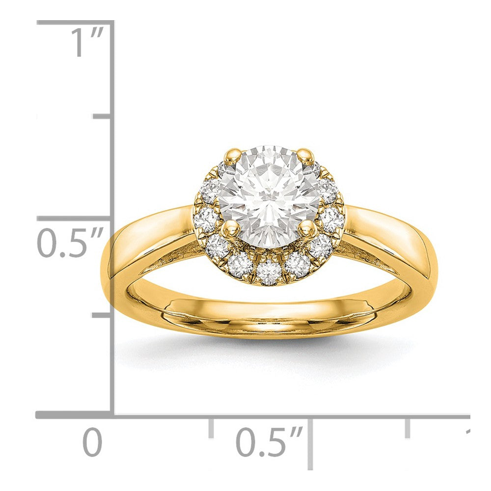14K Yellow Gold Round Halo Diamond Semi-mount Engagement Ring