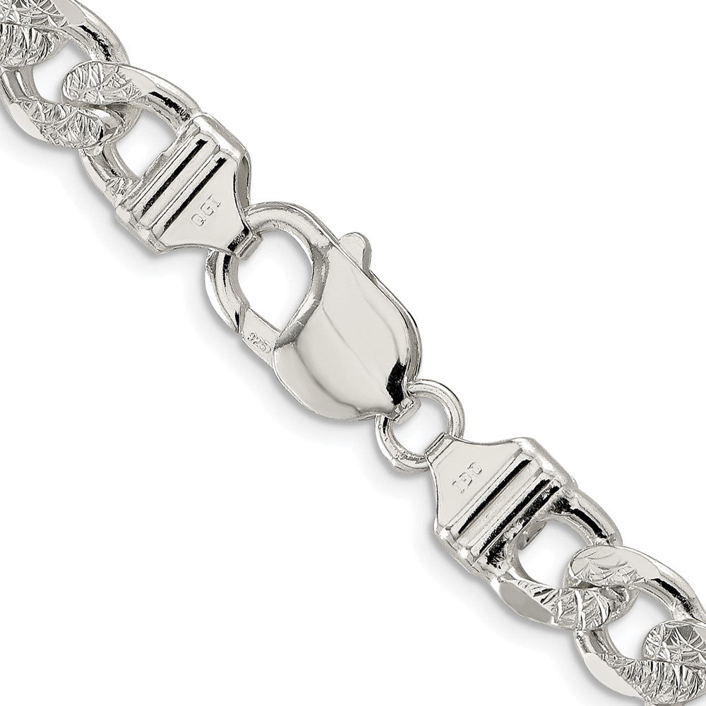 Sterling Silver Rhodium-plated 9.5mm Pav‚ Flat Figaro 26 Inch Chain
