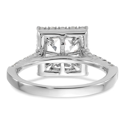 True Origin 14K White Gold 3/4 carat Lab Grown Diamond VS+ F+ Semi-Mount Princess Halo Engagement Ring
