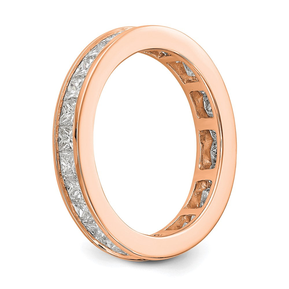 14K Rose Gold Polished Size 7.5 Channel-set 2 carat Princess Diamond Complete Eternity Wedding Band Ring