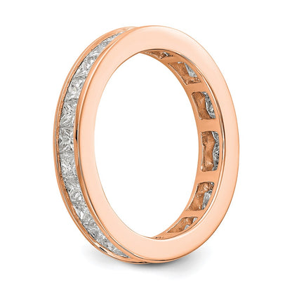 14K Rose Gold Polished Size 7.5 Channel-set 2 carat Princess Diamond Complete Eternity Wedding Band Ring