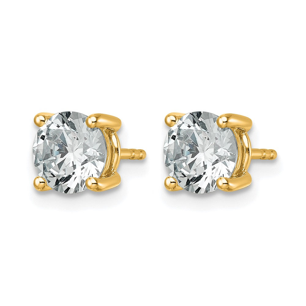 14K Yellow Gold 2 1/2 carat Certified Lab Grown Diamond VS/SI+ G+ Round Complete Four Prong Lightweight Stud Earrings