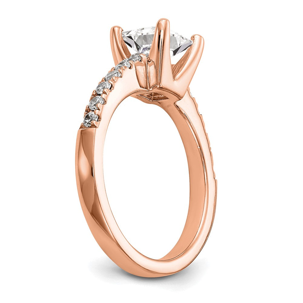 True Origin 14K Rose Gold 1/5 carat Lab Grown Diamond VS+ F+ Semi-Mount Princess Engagement Ring