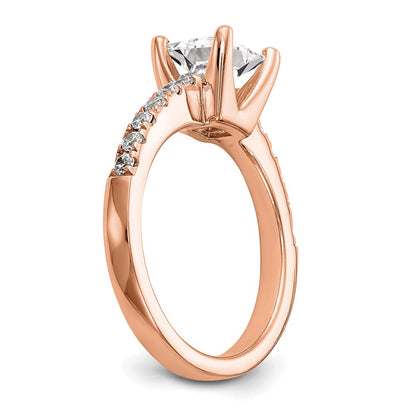 True Origin 14K Rose Gold 1/5 carat Lab Grown Diamond VS+ F+ Semi-Mount Princess Engagement Ring