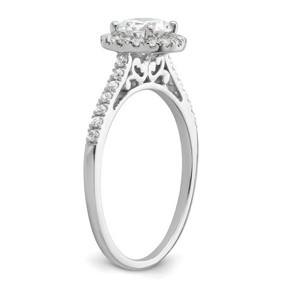 14K White Gold Halo (Holds 3/4 carat (5.8mm) Round Center) 1/4 carat Diamond Semi-mount Engagement Ring