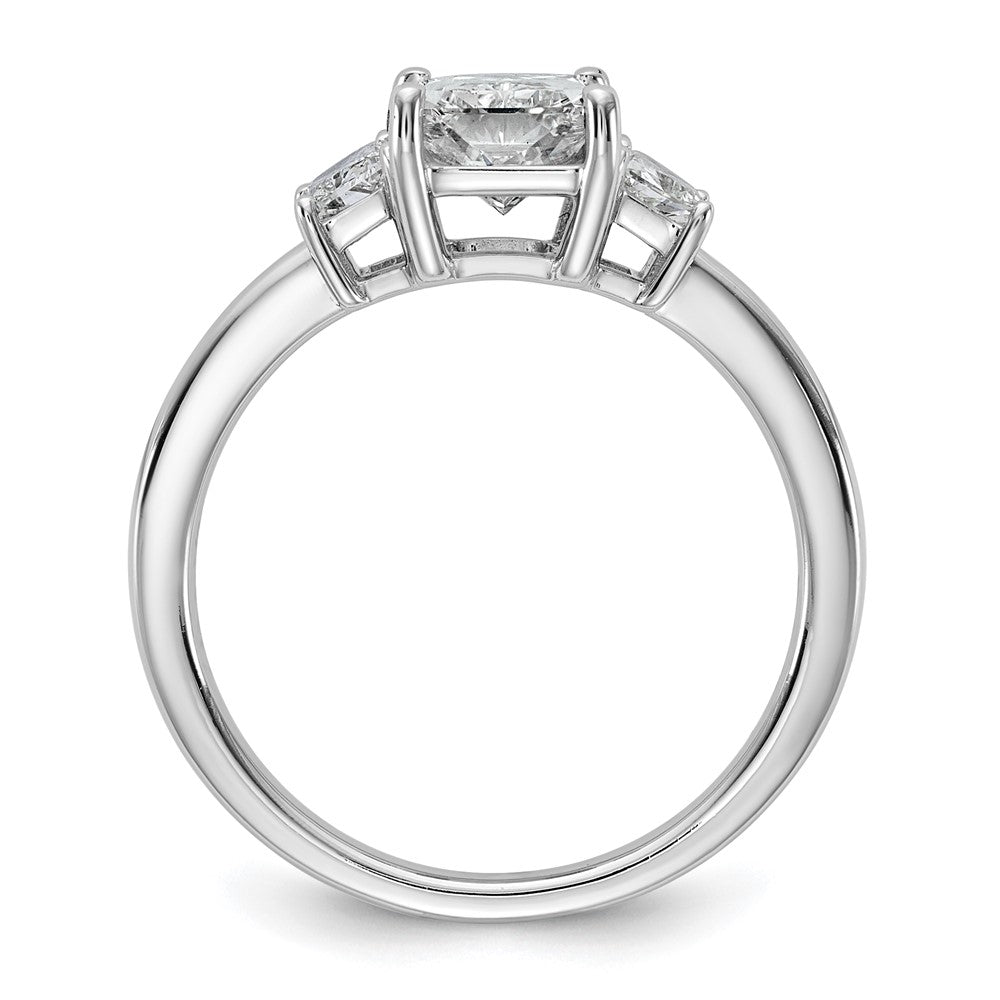 14K White Gold 2 carat Lab Grown Diamond VS+ F+ Radiant and Trapezoid Complete Three Stone Engagement Ring