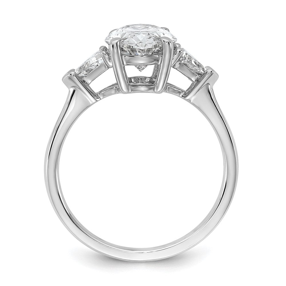 14K White Gold 3 1/8 carat Certified Lab Grown Diamond VS/SI+ G+ Complete Oval and Trillion Three Stone Engagement Ring
