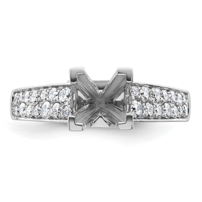 14K White Gold 1/2 carat Lab Grown Diamond VS/SI+ G+ 1 1/4 carat Princess Center Semi Mount Engagement Ring