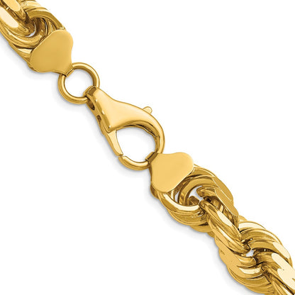 14k Yellow Gold 28 inch 12mm Diamond-cut Rope with Fancy Lobster Clasp Chain Necklace