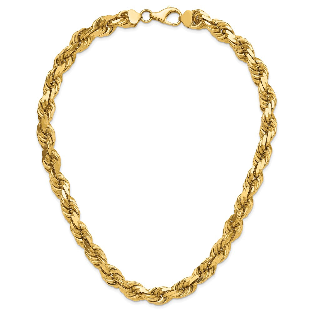14k Yellow Gold 20 inch 12mm Diamond-cut Rope with Fancy Lobster Clasp Chain Necklace