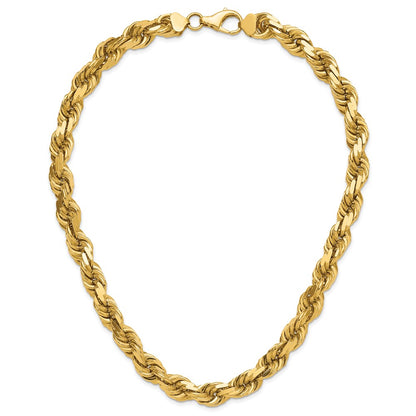 14k Yellow Gold 20 inch 12mm Diamond-cut Rope with Fancy Lobster Clasp Chain Necklace