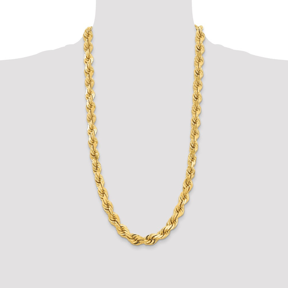 14k Yellow Gold 28 inch 12mm Diamond-cut Rope with Fancy Lobster Clasp Chain Necklace