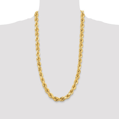 14k Yellow Gold 28 inch 12mm Diamond-cut Rope with Fancy Lobster Clasp Chain Necklace