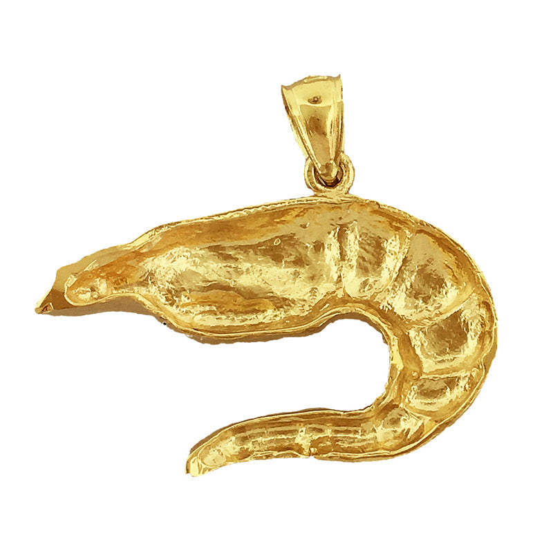 14K Gold 25MM Shrimp Pendant