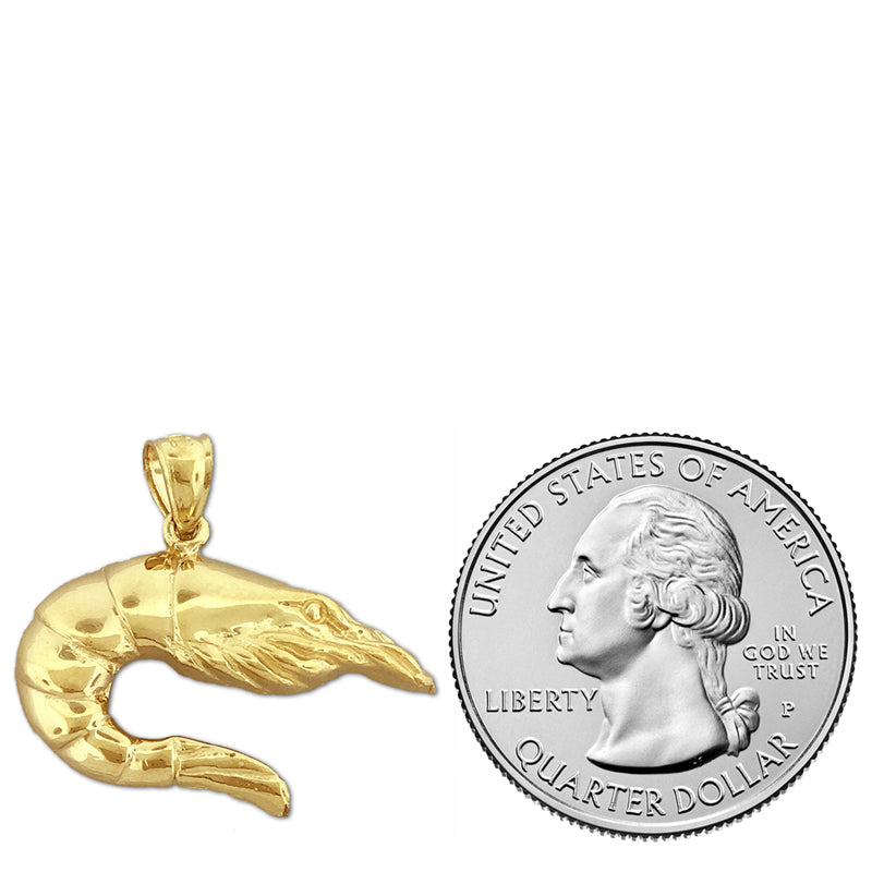 14K Gold 25MM Shrimp Pendant