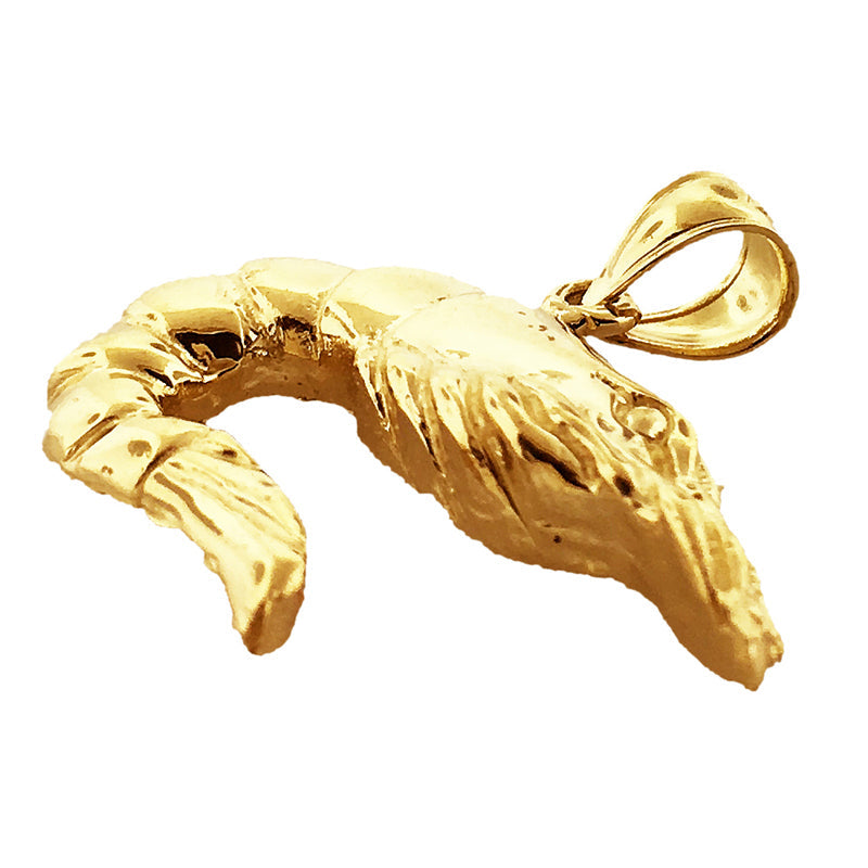 14K Gold 25MM Shrimp Pendant