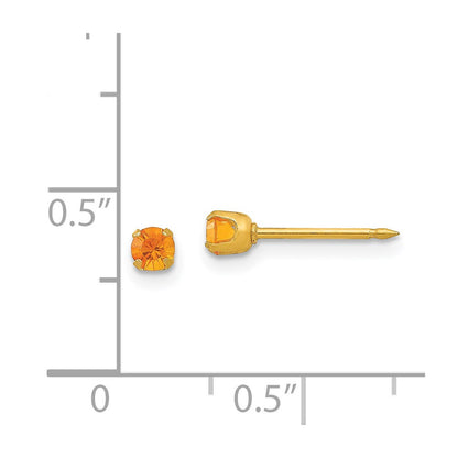 14k Yellow Gold Inverness 3mm November Crystal Birthstone Post Earrings